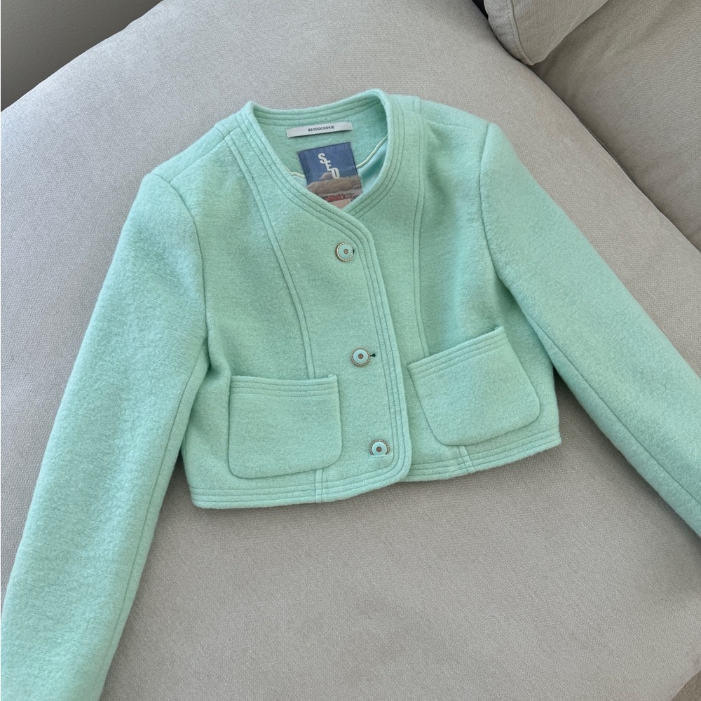 Seooocookie Mint Green tweed Jacket